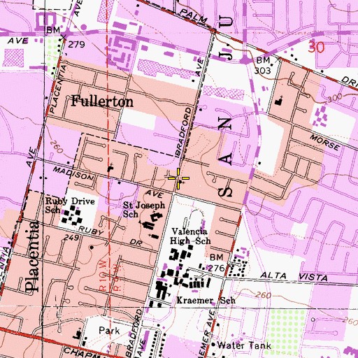 Topographic Map of Radha Raman Vedic Temple, CA