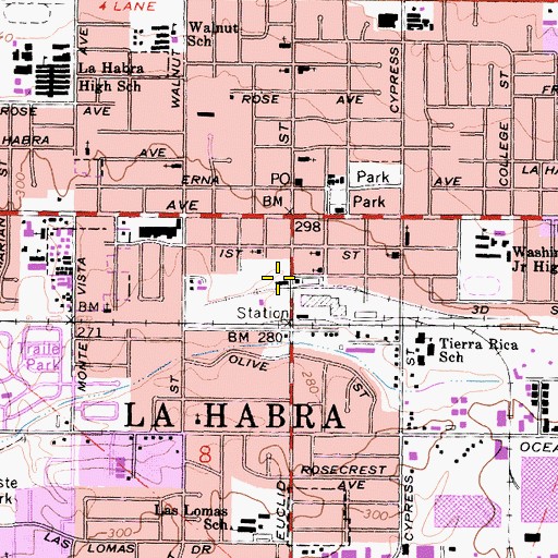 Topographic Map of Children's Museum at La Habra, CA