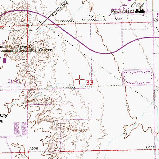 Topographic Map of Jim Thorpe Elementary School, NV