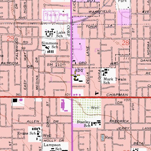 Topographic Map of First Presbyterian Church, CA