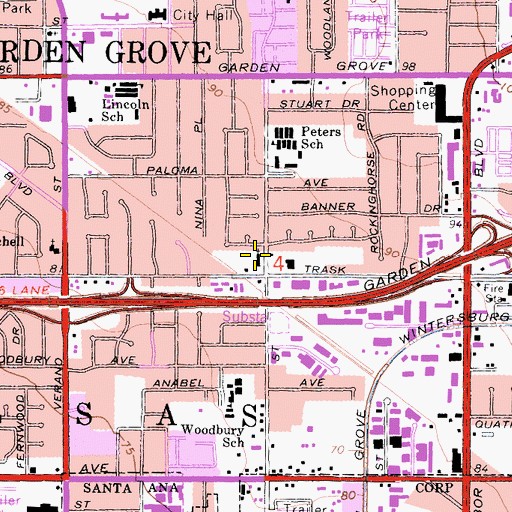 Topographic Map of King of Kings Lutheran Church, CA
