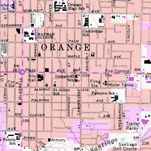 Topographic Map of Immanuel Lutheran Church, CA