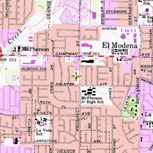 Topographic Map of Orange Covenant Church, CA