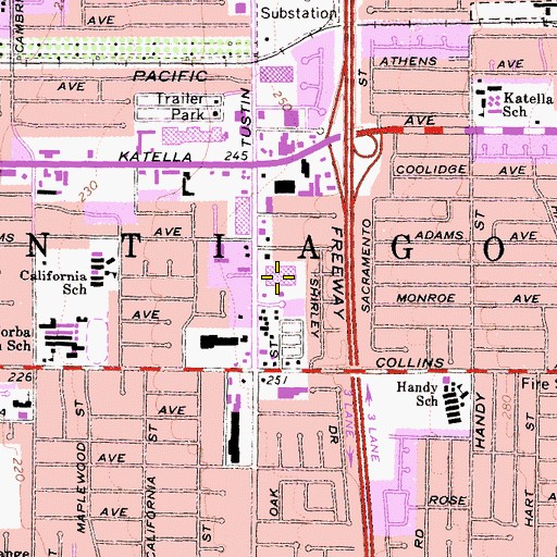 Topographic Map of Orange Post Office, CA