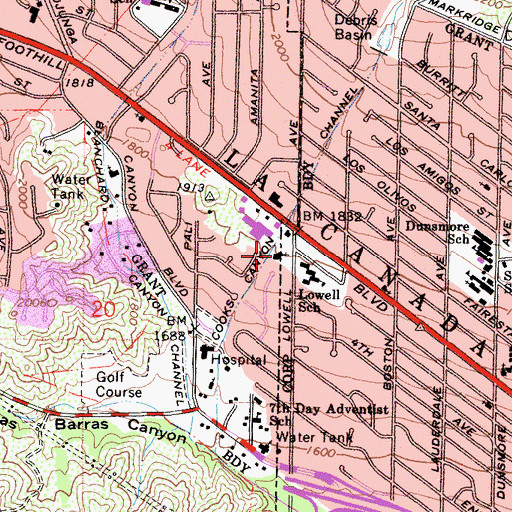 Topographic Map of Foothill Christian Church, CA