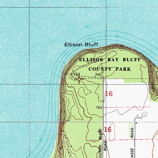 Topographic Map of Ellison Bluff State Natural Area, WI