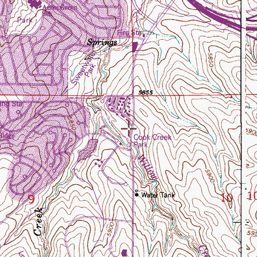Topographic Map of Cook Creek Park, CO
