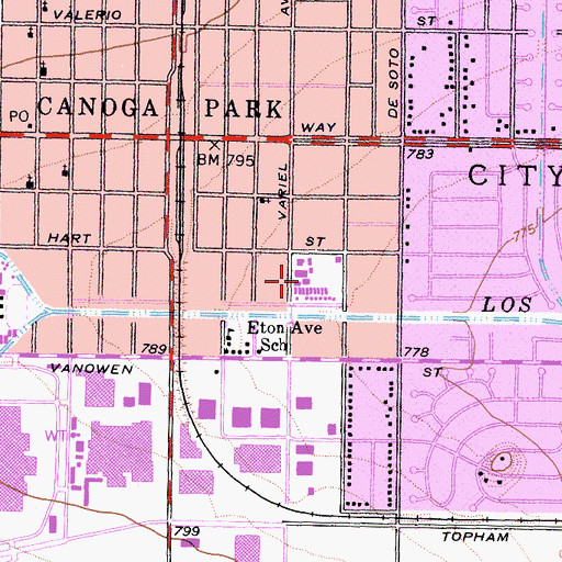 Topographic Map of Hart Street Elementary School, CA
