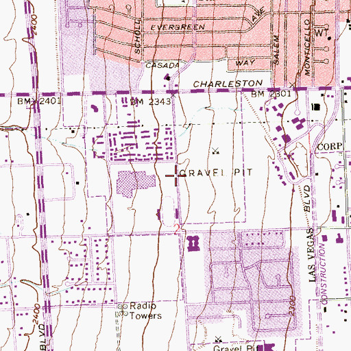 Topographic Map of College of Southern Nevada High School West - West Charleston Campus, NV