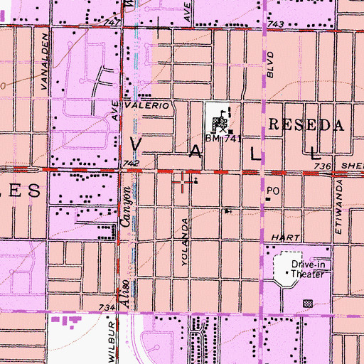 Topographic Map of Iglesia Bautista De Reseda, CA