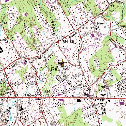 Topographic Map of Long Lots Junior High School, CT