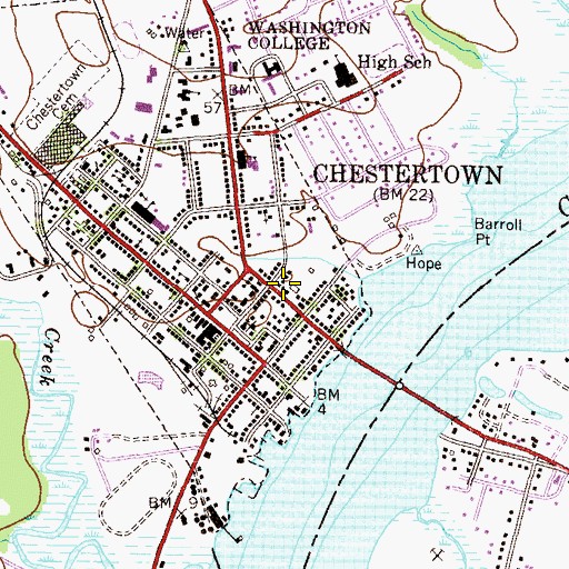 Topographic Map of Chestertown Volunteer Fire Company Station 6, MD