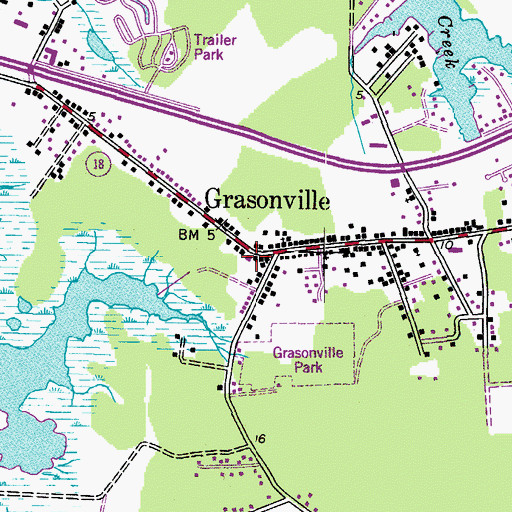 Topographic Map of Grasonville Volunteer Fire Department Station 2, MD