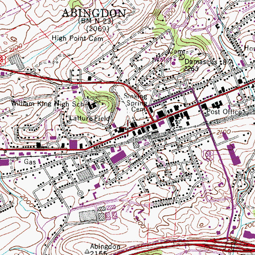 Topographic Map of Abingdon Police Department, VA
