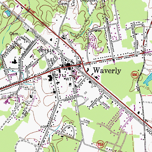 Topographic Map of Waverly Police Department, VA