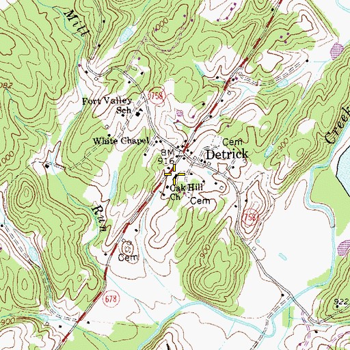 Topographic Map of Shenandoah County Fire and Rescue Station 14 - Fort Valley Volunteer Fire Department, VA