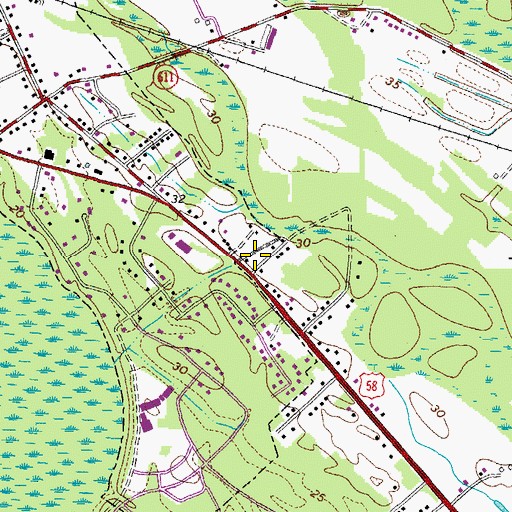 Topographic Map of Courtland Volunteer Fire Department, VA
