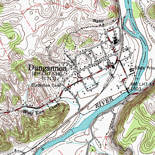 Topographic Map of Dungannon Volunteer Fire Department, VA