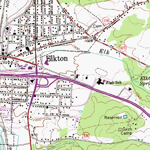 Topographic Map of Elkton Emergency Squad Station 30, VA