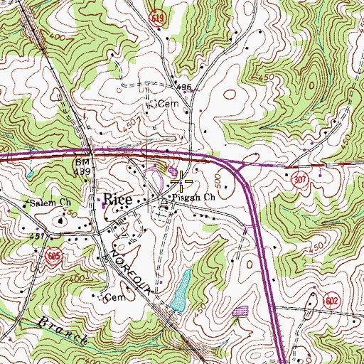 Topographic Map of Rice Volunteer Fire Department, VA