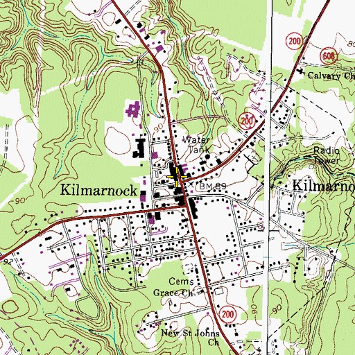 Topographic Map of Kilmarnock Police Department, VA