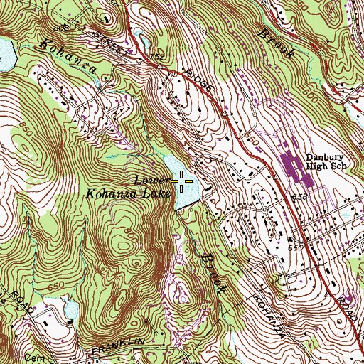Topographic Map of Lower Kohanza Lake, CT
