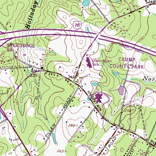 Topographic Map of Henrico County Fire Station 15, VA