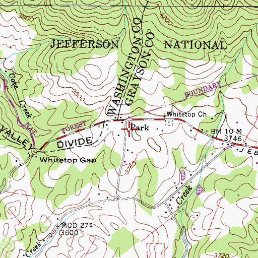 Topographic Map of Mount Rogers Volunteer Fire Department and Rescue Squad, VA