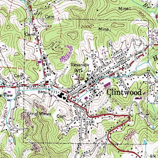 Topographic Map of Clintwood Volunteer Fire Department Station 1, VA