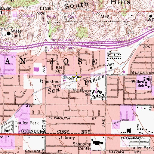 Topographic Map of First Evangelical Methodist Church, CA