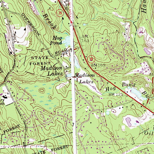 Topographic Map of Madison Lakes, CT