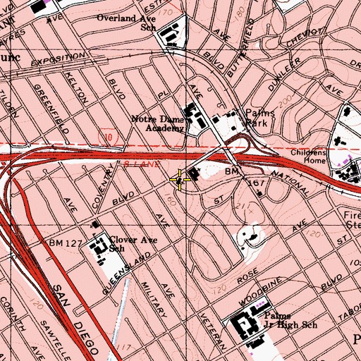 Topographic Map of Congregation Adat Shalom, CA