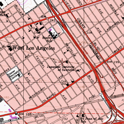 Topographic Map of West Los Angeles Buddhist Church, CA