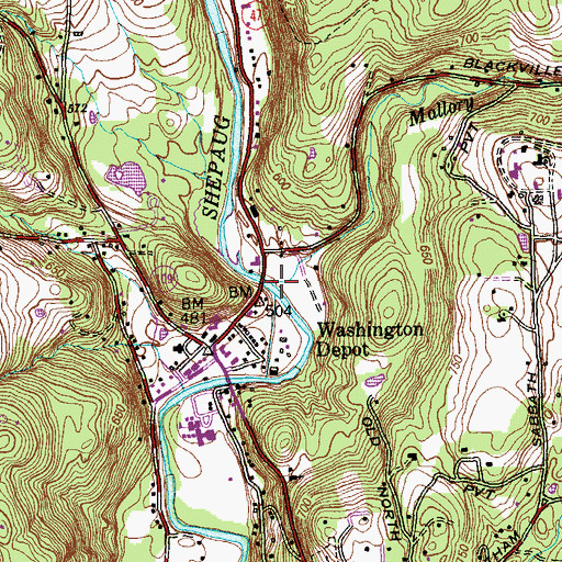 Topographic Map of Mallory Brook, CT