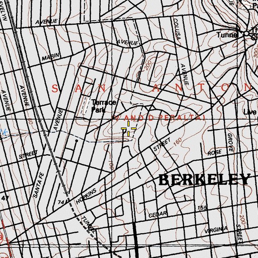 Topographic Map of De La Salle Hall, CA