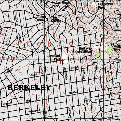 Topographic Map of Live Oak Recreation Center, CA