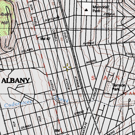Topographic Map of Gracemont Baptist Church, CA