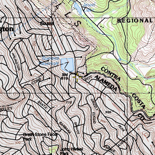 Topographic Map of Shepherd of the Hills Evangelical Lutheran Church, CA