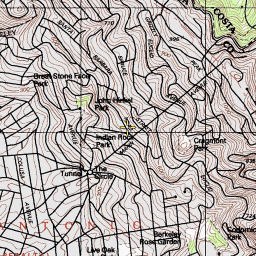 Topographic Map of Grotto Rock Park, CA