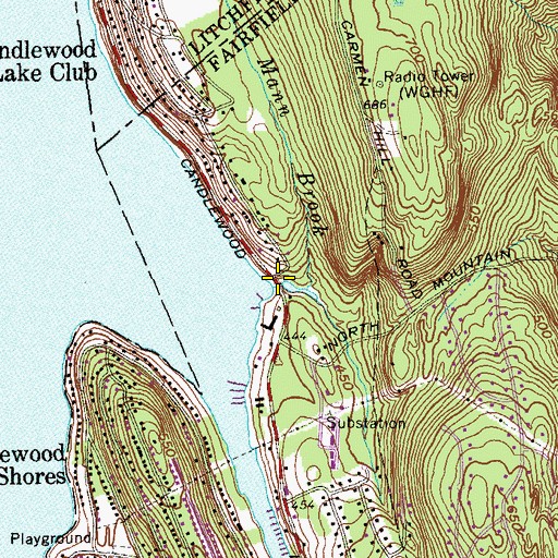 Topographic Map of Mann Brook, CT