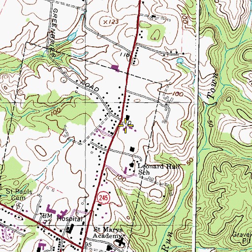 Topographic Map of Maryland State Police Leonardtown Barrack T, MD