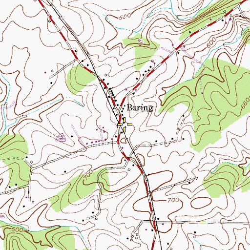 Topographic Map of Boring Volunteer Fire Company Station 42, MD