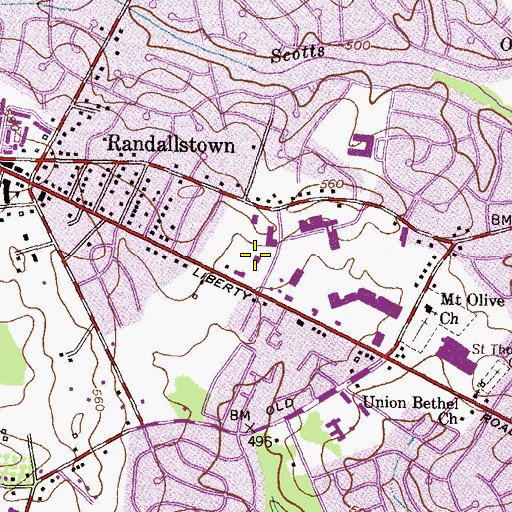 Topographic Map of Baltimore County Fire Department Randallstown - Station 18, MD