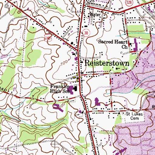 Topographic Map of Reisterstown Volunteer Fire Company Station 41, MD
