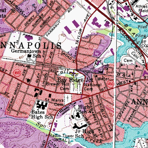 Topographic Map of Annapolis Police Department, MD