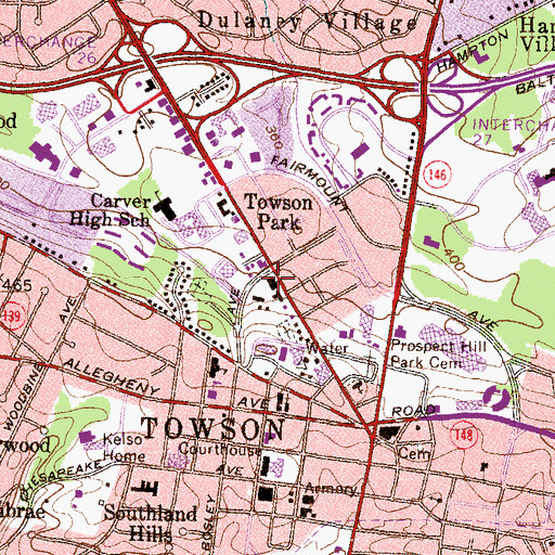 Topographic Map of Baltimore County Fire Department Towson - Station 1, MD