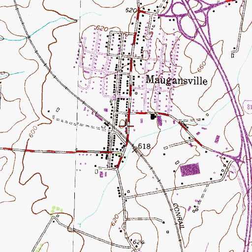 Topographic Map of Maugansville Goodwill Volunteer Fire Department Company 13, MD