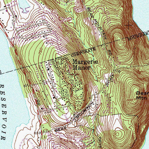 Topographic Map of Margerie Manor, CT