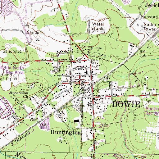 Topographic Map of Prince Georges County Volunteer Fire Department Bowie Volunteer Fire Department Company 819, MD