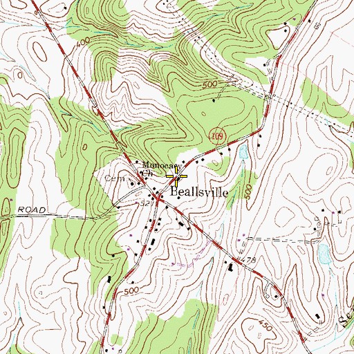 Topographic Map of Upper Montgomery County Volunteer Fire Department Station 14 Beallsville, MD